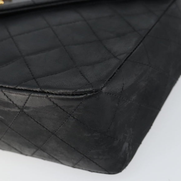 CHANEL Matelasse Chain Shoulder Bag Lamb Skin Black Gold CC Auth bs31635