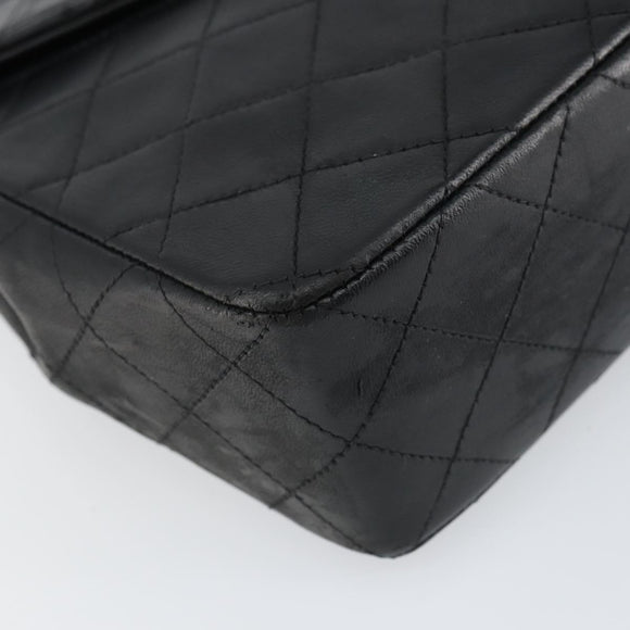 CHANEL Matelasse Chain Shoulder Bag Lamb Skin Black Gold CC Auth bs31635