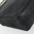 CHANEL Matelasse Chain Shoulder Bag Lamb Skin Black Gold CC Auth bs31635-13
