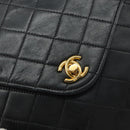 CHANEL Matelasse Chain Shoulder Bag Lamb Skin Black Gold CC Auth bs31635-14