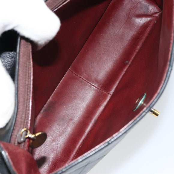 CHANEL Matelasse Chain Shoulder Bag Lamb Skin Black Gold CC Auth bs31635