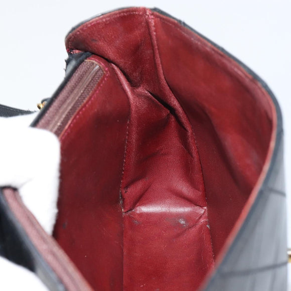 CHANEL Matelasse Chain Shoulder Bag Lamb Skin Black Gold CC Auth bs31635