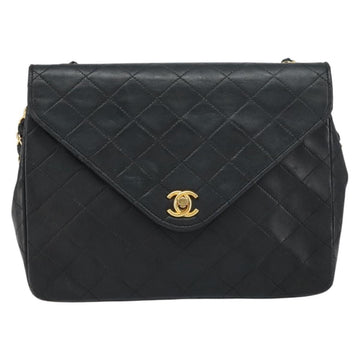 CHANEL Matelasse Chain Shoulder Bag Lamb Skin Black Gold CC Auth bs31635 - 0