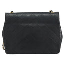 CHANEL Matelasse Chain Shoulder Bag Lamb Skin Black Gold CC Auth bs31635-3