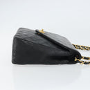 CHANEL Matelasse Chain Shoulder Bag Lamb Skin Black Gold CC Auth bs31635-4