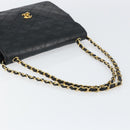 CHANEL Matelasse Chain Shoulder Bag Lamb Skin Black Gold CC Auth bs31635-7