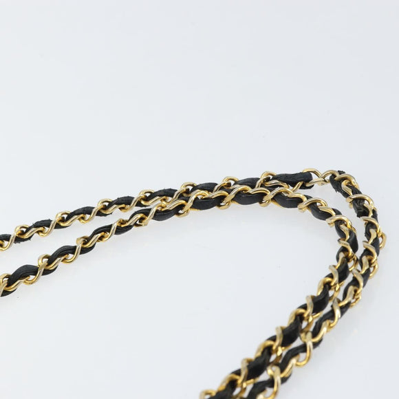 CHANEL Matelasse Chain Shoulder Bag Lamb Skin Black Gold CC Auth bs31635