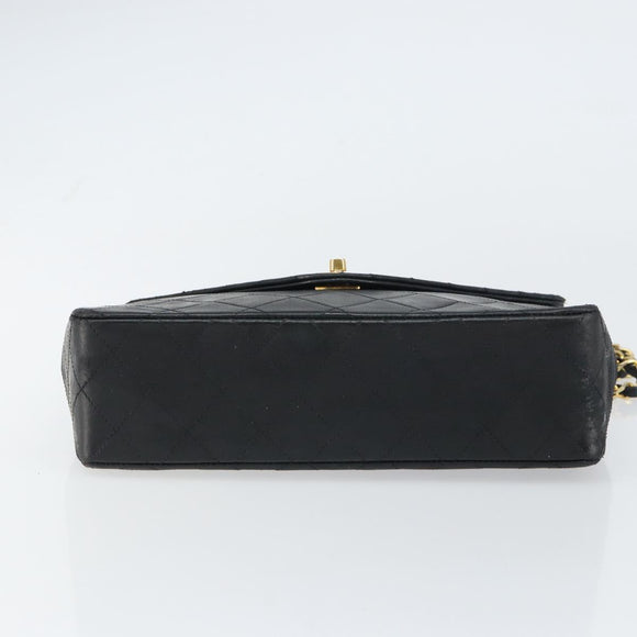 CHANEL Matelasse Chain Shoulder Bag Lamb Skin Black Gold CC Auth bs31635