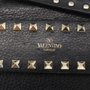 VALENTINO Rock Studs Shoulder Bag Leather Black Gold Auth bs31636-18