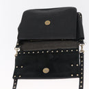 VALENTINO Rock Studs Shoulder Bag Leather Black Gold Auth bs31636-9