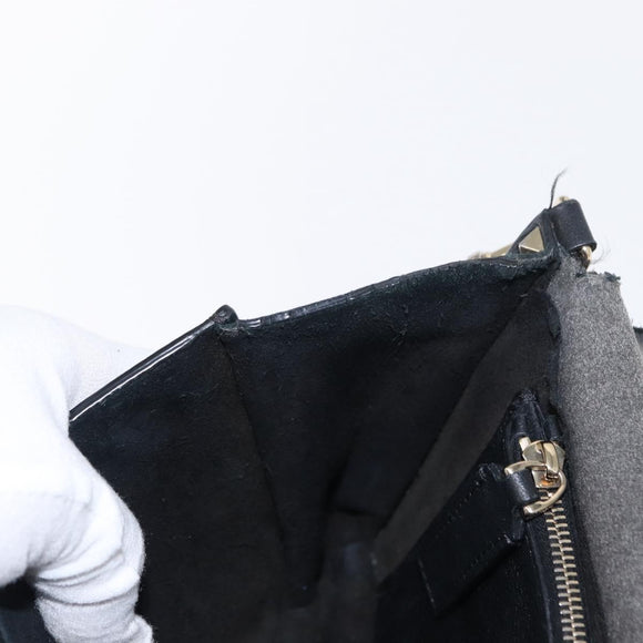 VALENTINO Rock Studs Shoulder Bag Leather Black Gold Auth bs31636