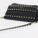 VALENTINO Rock Studs Shoulder Bag Leather Black Gold Auth bs31636-6