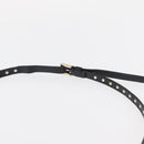 VALENTINO Rock Studs Shoulder Bag Leather Black Gold Auth bs31636-15