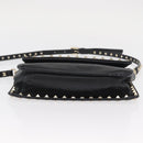 VALENTINO Rock Studs Shoulder Bag Leather Black Gold Auth bs31636-5