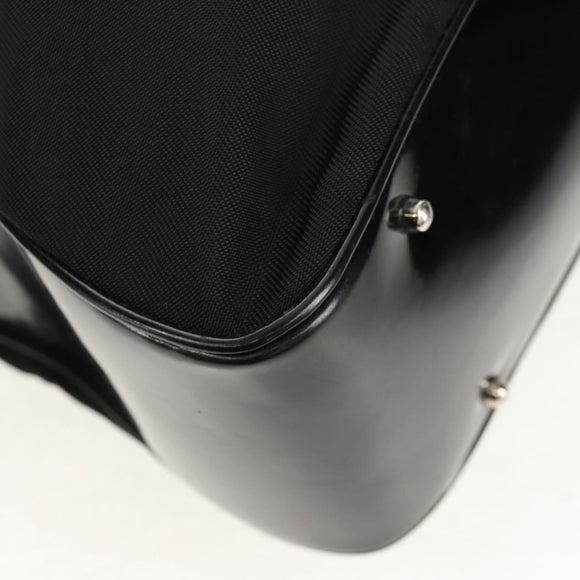 GUCCI Bamboo Hand Bag Nylon Enamel Black Silver 002 2040 0430 Auth bs31639