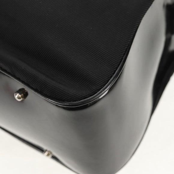 GUCCI Bamboo Hand Bag Nylon Enamel Black Silver 002 2040 0430 Auth bs31639