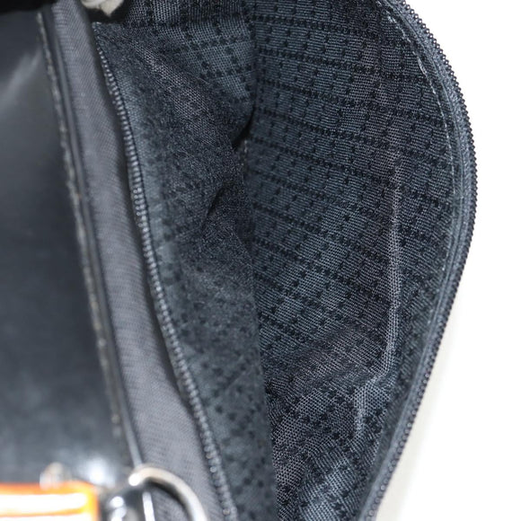 GUCCI Bamboo Hand Bag Nylon Enamel Black Silver 002 2040 0430 Auth bs31639