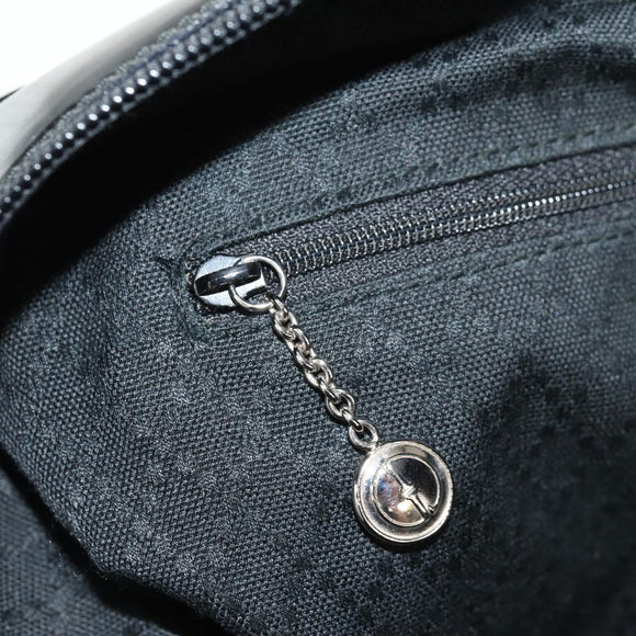 GUCCI Bamboo Hand Bag Nylon Enamel Black Silver 002 2040 0430 Auth bs31639