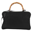 GUCCI Bamboo Hand Bag Nylon Enamel Black Silver 002 2040 0430 Auth bs31639-2