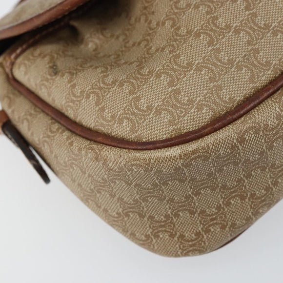 CELINE Macadam Canvas Shoulder Bag PVC Beige Gold Auth bs31640