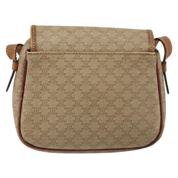 CELINE Macadam Canvas Shoulder Bag PVC Beige Gold Auth bs31640