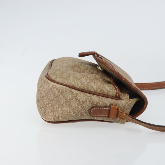 CELINE Macadam Canvas Shoulder Bag PVC Beige Gold Auth bs31640