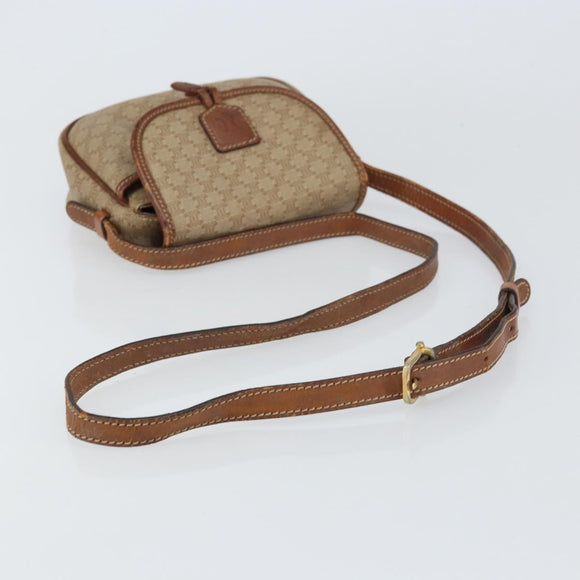 CELINE Macadam Canvas Shoulder Bag PVC Beige Gold Auth bs31640