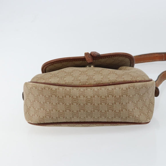 CELINE Macadam Canvas Shoulder Bag PVC Beige Gold Auth bs31640
