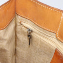 CELINE C Macadam Canvas Hand Bag Suede Beige Silver Auth bs31641-20