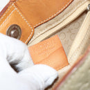 CELINE C Macadam Canvas Hand Bag Suede Beige Silver Auth bs31641-12