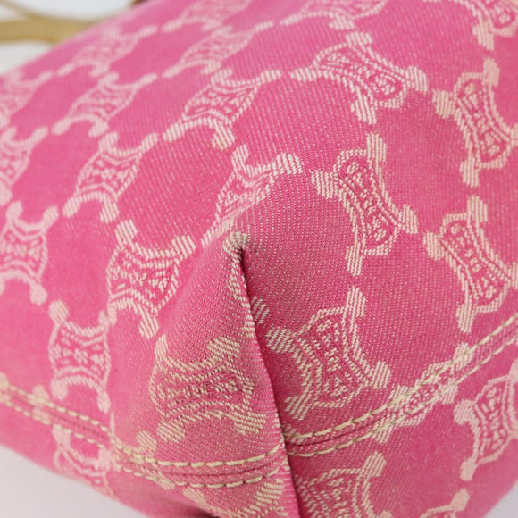 CELINE Paris Macadam Tote Bag Denim Pink Gold Auth bs31642