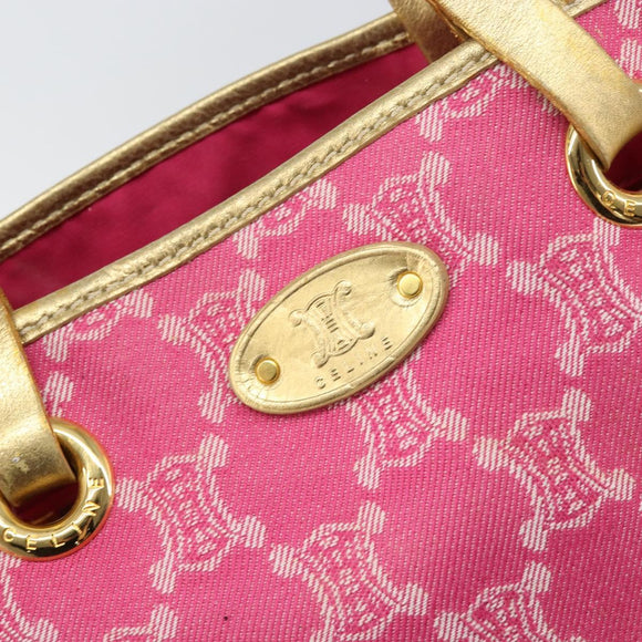 CELINE Paris Macadam Tote Bag Denim Pink Gold Auth bs31642