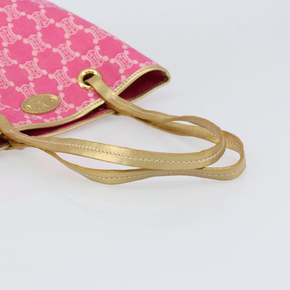 CELINE Paris Macadam Tote Bag Denim Pink Gold Auth bs31642