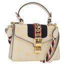 GUCCI Silvi Sherry Line Hand Bag Leather 2way Beige Gold 470270 Auth bs31644-1
