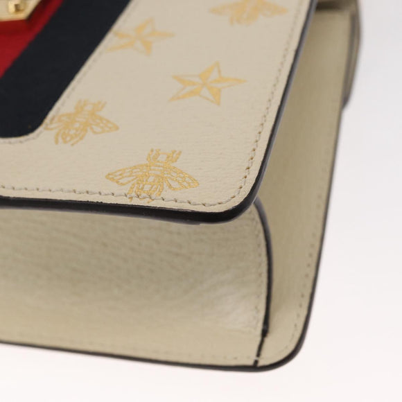 GUCCI Silvi Sherry Line Hand Bag Leather 2way Beige Gold 470270 Auth bs31644