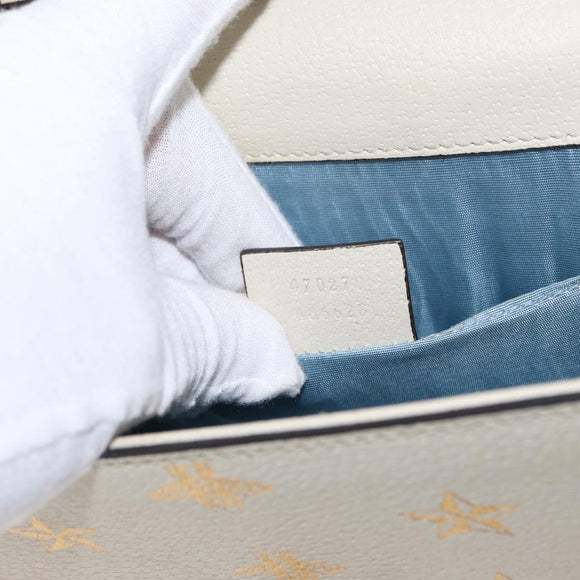 GUCCI Silvi Sherry Line Hand Bag Leather 2way Beige Gold 470270 Auth bs31644