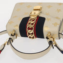 GUCCI Silvi Sherry Line Hand Bag Leather 2way Beige Gold 470270 Auth bs31644-6