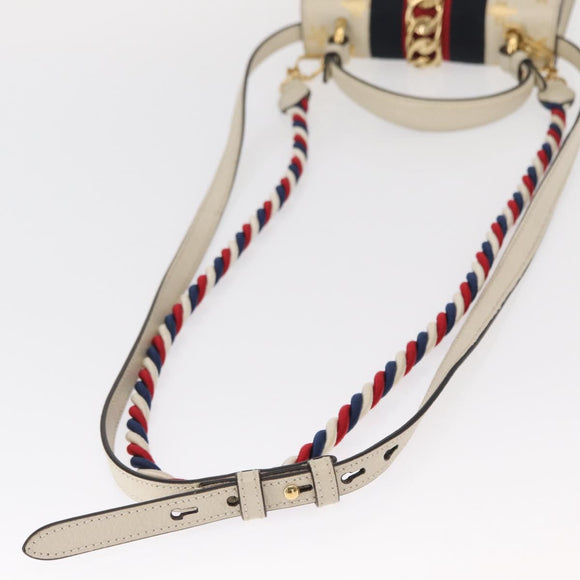 GUCCI Silvi Sherry Line Hand Bag Leather 2way Beige Gold 470270 Auth bs31644