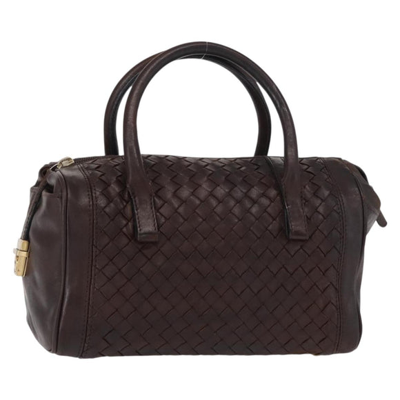 BOTTEGA VENETA INTRECCIATO Hand Bag Leather Brown Gold Auth bs31645