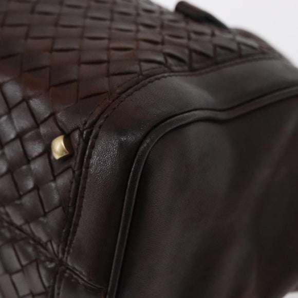 BOTTEGA VENETA INTRECCIATO Hand Bag Leather Brown Gold Auth bs31645