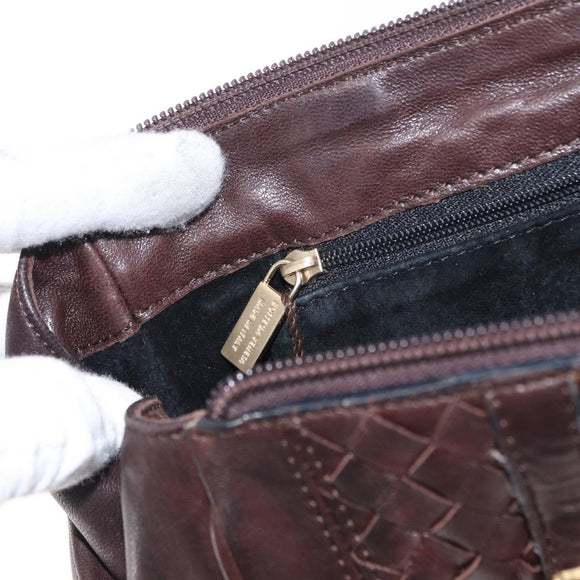 BOTTEGA VENETA INTRECCIATO Hand Bag Leather Brown Gold Auth bs31645