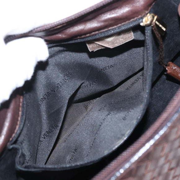 BOTTEGA VENETA INTRECCIATO Hand Bag Leather Brown Gold Auth bs31645