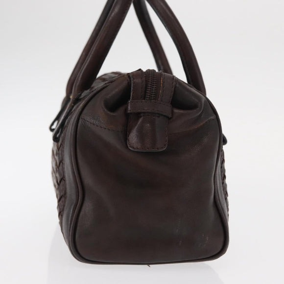 BOTTEGA VENETA INTRECCIATO Hand Bag Leather Brown Gold Auth bs31645