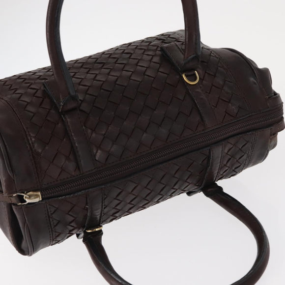 BOTTEGA VENETA INTRECCIATO Hand Bag Leather Brown Gold Auth bs31645