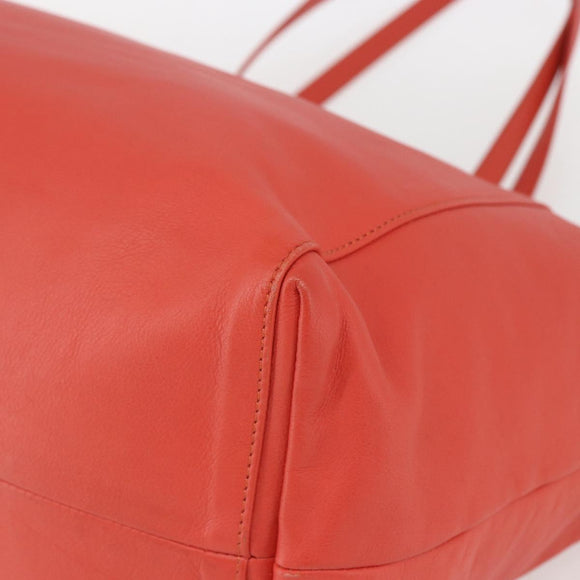 VALENTINO Tote Bag Leather Orange Gold Auth bs31646