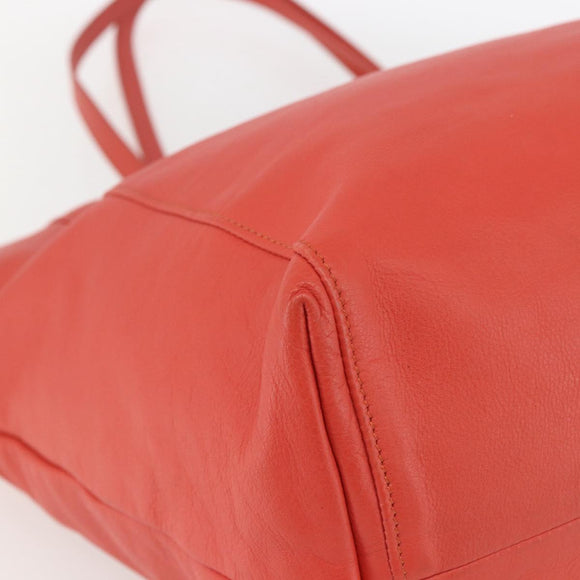 VALENTINO Tote Bag Leather Orange Gold Auth bs31646