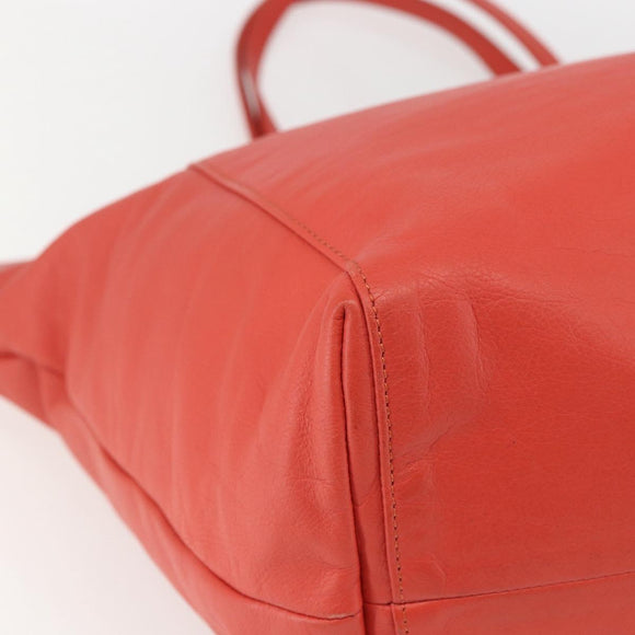 VALENTINO Tote Bag Leather Orange Gold Auth bs31646