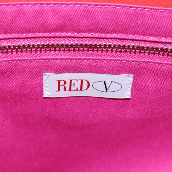 VALENTINO Tote Bag Leather Orange Gold Auth bs31646