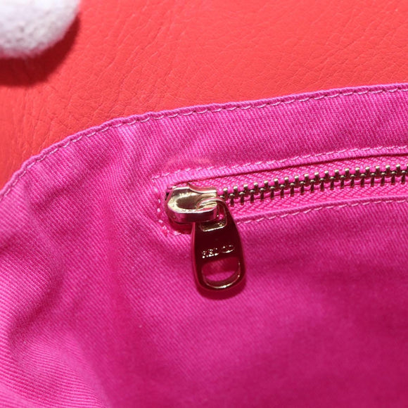 VALENTINO Tote Bag Leather Orange Gold Auth bs31646