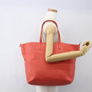 VALENTINO Tote Bag Leather Orange Gold Auth bs31646-21